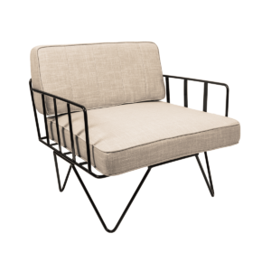 Linear Wire Single Seater Chair - Black With Natural Cushions